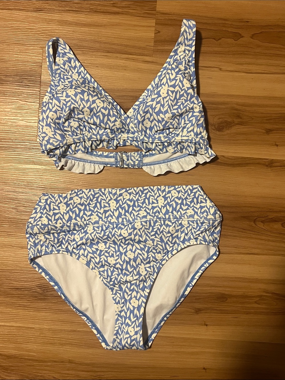 Draper James Blue and White Floral Bikini Set